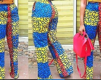African Mixed Print Pants || African Pants, Mixed Ankara Print, Ankara Trousers, African Print Trousers, African Clothing, African Wedding