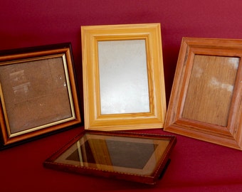 Vintage Set of 4 Mismatch Wooden Picture frames , shabby chic, Photo frame.