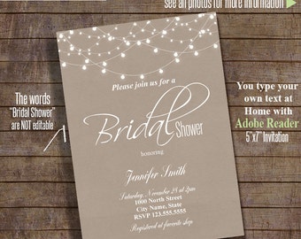Bridal Shower Invitation, Printable invitation, Instant download self editable PDF File A071