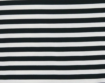 KNIT: Knit Basics 3/8" Black and White Yarn Dyed Stripe. Sold by the 1/2 yard