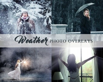 40 Weather photo overlays, Rain overlays, Snow overlays, Sun Lens Flare overlays, Fog overlays, photoshop overlays