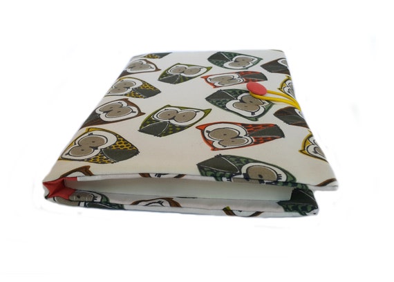 Book cover cute owls, notebook cover, soft book cover, fabric journal cover, bible cover, reusable book cover, traveler book cover