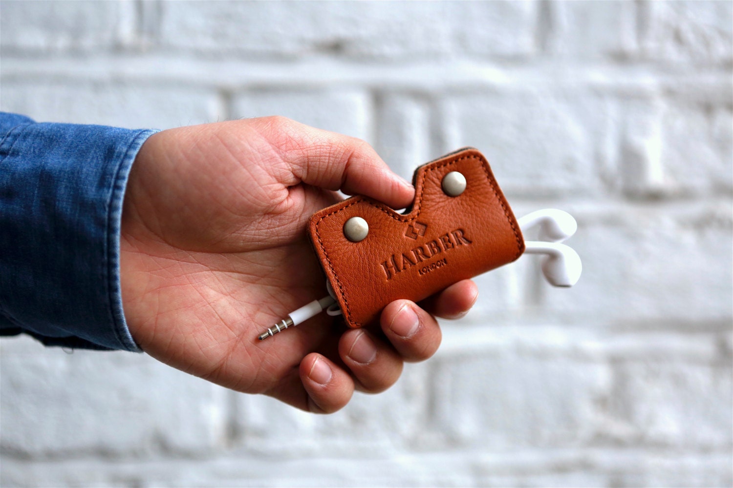 Headphone case Leather cord holder Leather Cord Organiser