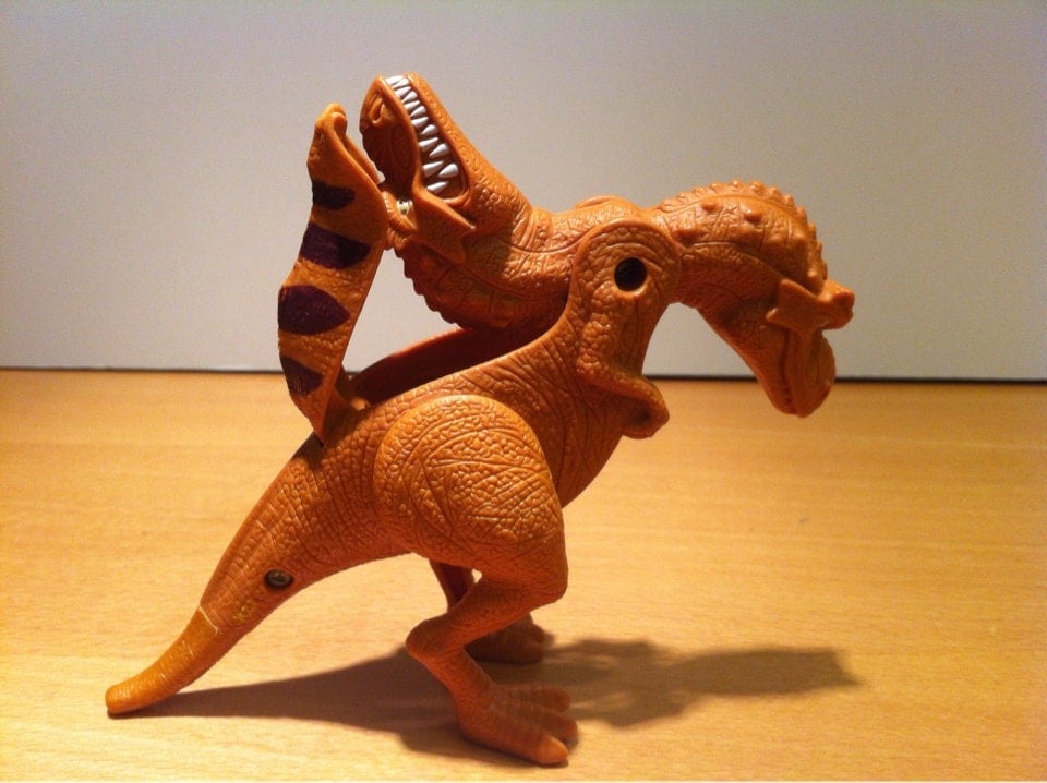Vintage Plastic Dinosaur Toy with two Heads