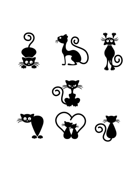 7 Cats Mini Temporary Tattoos various sizes available Perfect
