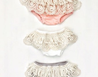 Gypsy Bohemian style Baby Bloomers | lace bloomers | fringe bloomers | boho