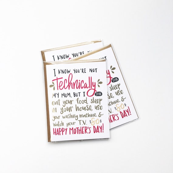 Not Technically My Mom Mothers Day Card Second Mom