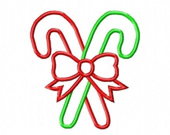 Candy Canes with Bow Applique Embroidery Design, Christmas/Holiday Design, 4x4, 5x7, 6x10 hoop, Instant Download