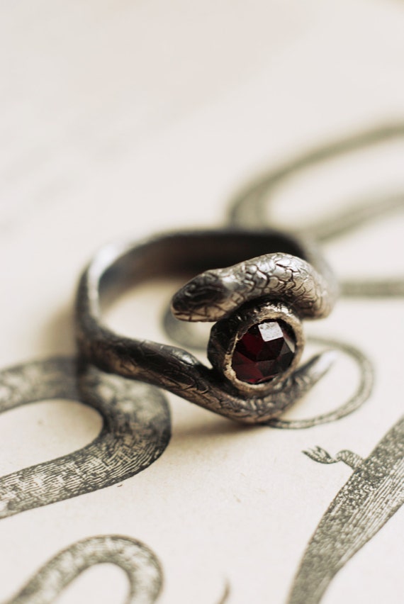 Snake gothic ring custom nu goth jewellery handmade occult