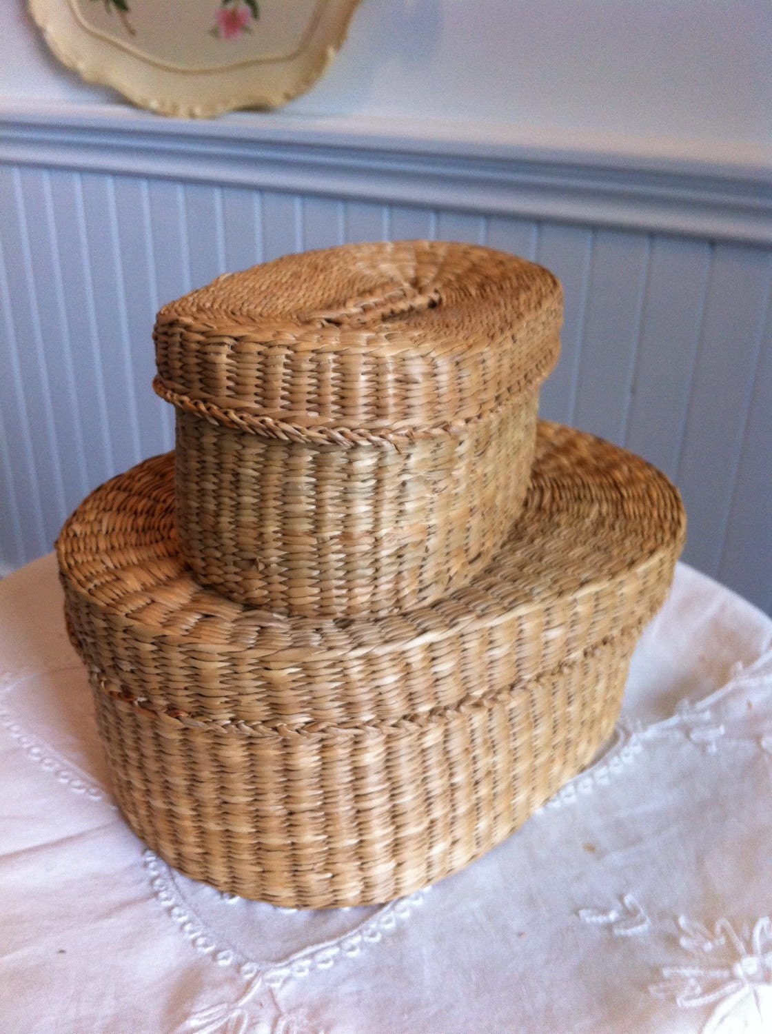 Vintage Sweet Grass Baskets Native American Baskets 2 Hand