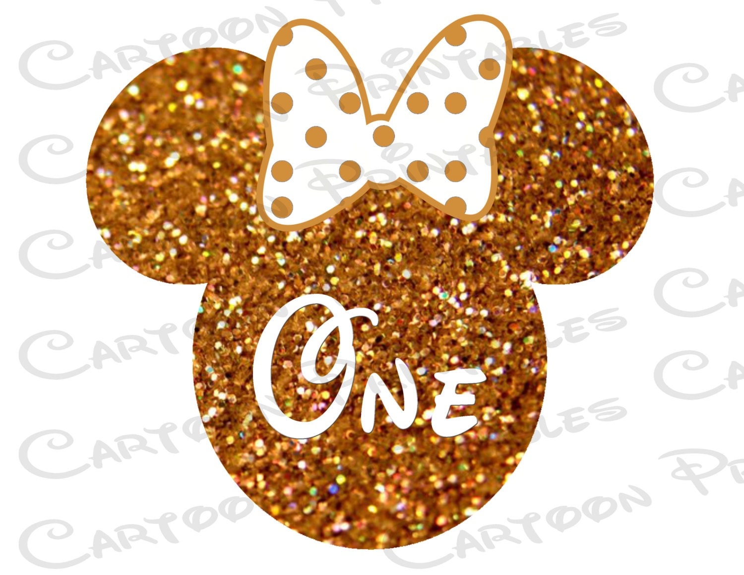 minnie mouse head gold glitter number one image use as