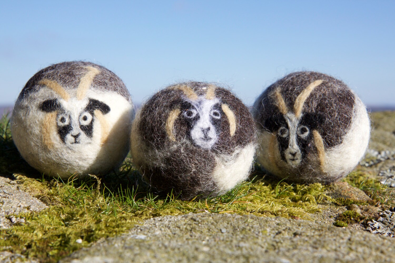 Wool dryer balls pack of 3 Jacob sheep felted laundry balls