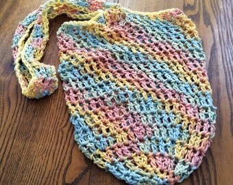 Market Bag, Crochet Shopping Bag, Cotton Shoulder Bag
