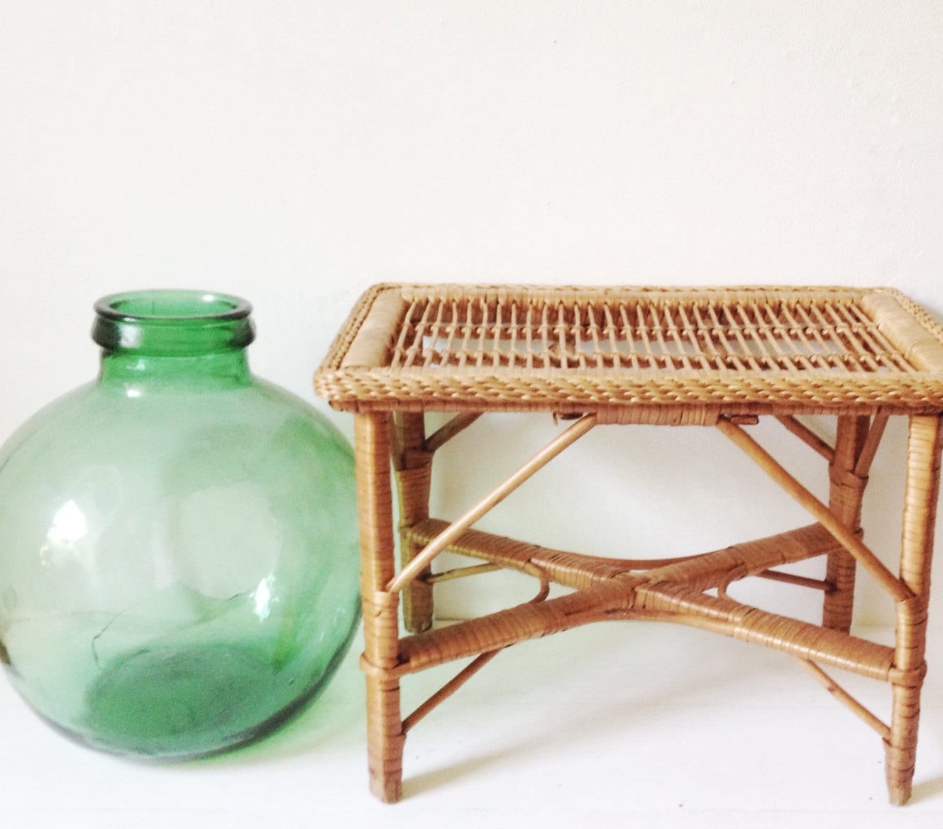 Vintage bamboo plant stand or low table