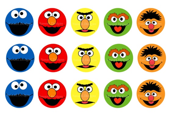 Sesame Street 15 Bottle Cap Images 4X6 Digital by SusanLDesigns