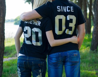 TOGETHER SINCE Custom Couples T-Shirts Anniversary & Wedding