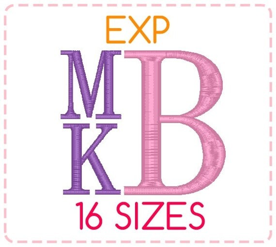 16 sizes exp format stacked monogram font embroidery designs 16 sizes exp format stacked monogram font embroidery designs