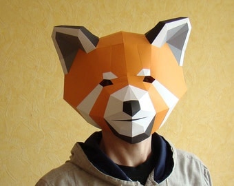 Red Panda Mask, Papercraft DIY PDF template, Printable Mask, Instant Pdf download, DIY Paper Mask, Polygon Masks