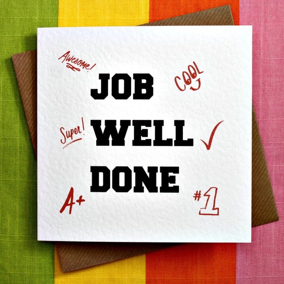 Job Well Done Congratulations Card Well Done Card Exam