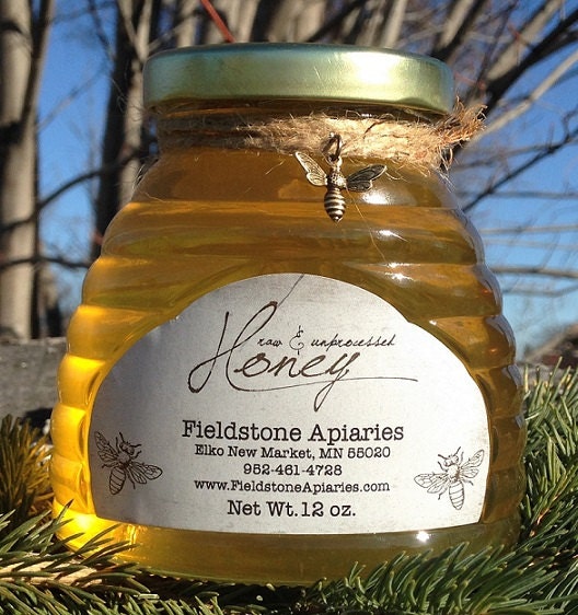 Pure raw honey in glass skep jar select from 4 honey