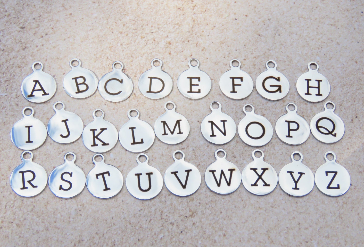Addon Stainless Steel Initial Charms for Silver Plated