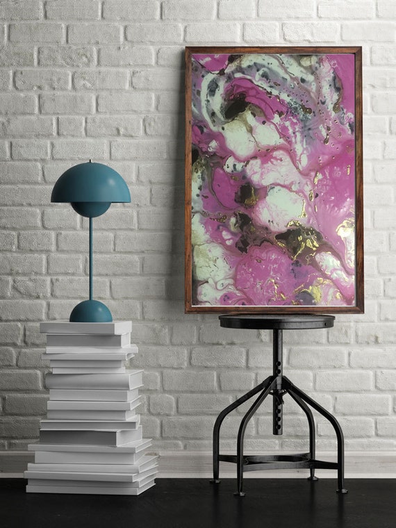 Pink Gold Art Print Wall Art Abstract Print PInk by SallyJGoodrich
