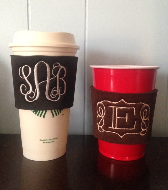 Items similar to Peronalized / Monogrammed Coffee Sleeve & Solo Cup Insulator on Etsy
