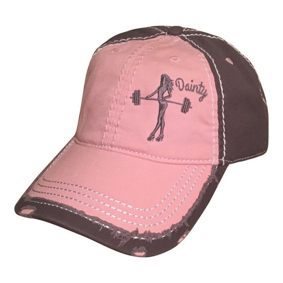 Fitness Hat Distressed Cap workout hat emroidered by daintynotions
