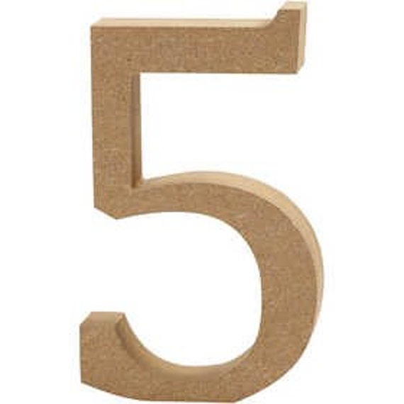 Wooden Number 5 Number five 13cm free standing by DecoupageWorldUK