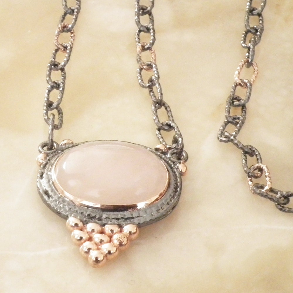 vintage rose quartz necklace