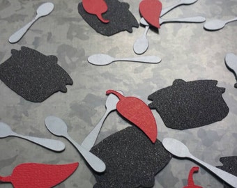 Chili cook off confetti,Cinco de mayo, chili pepper confetti, chili party decorations, festa party decorations, spoon confetti, crockpot