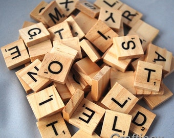 100 Wooden Letter Scrabble Tiles - Scrapbooking, Craft - UK Seller