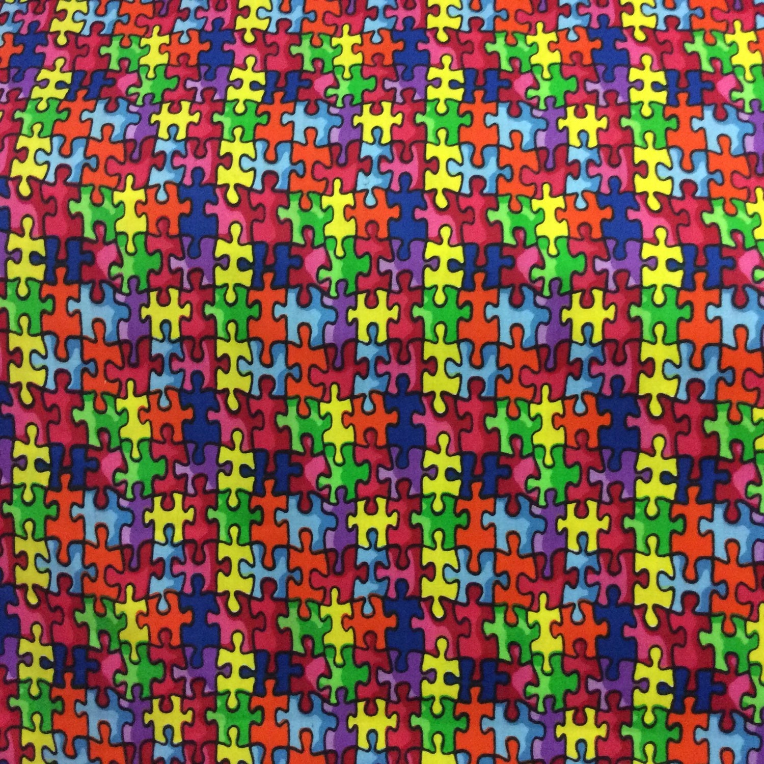 Autism Awareness Fabric / Puzzle Fabric / Easy Care and Wash Fabric