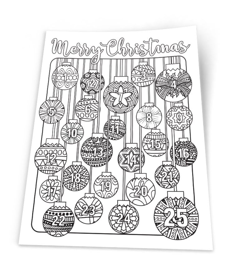 Christmas Coloring Advent Calendar Printable 8 5x11 PDF