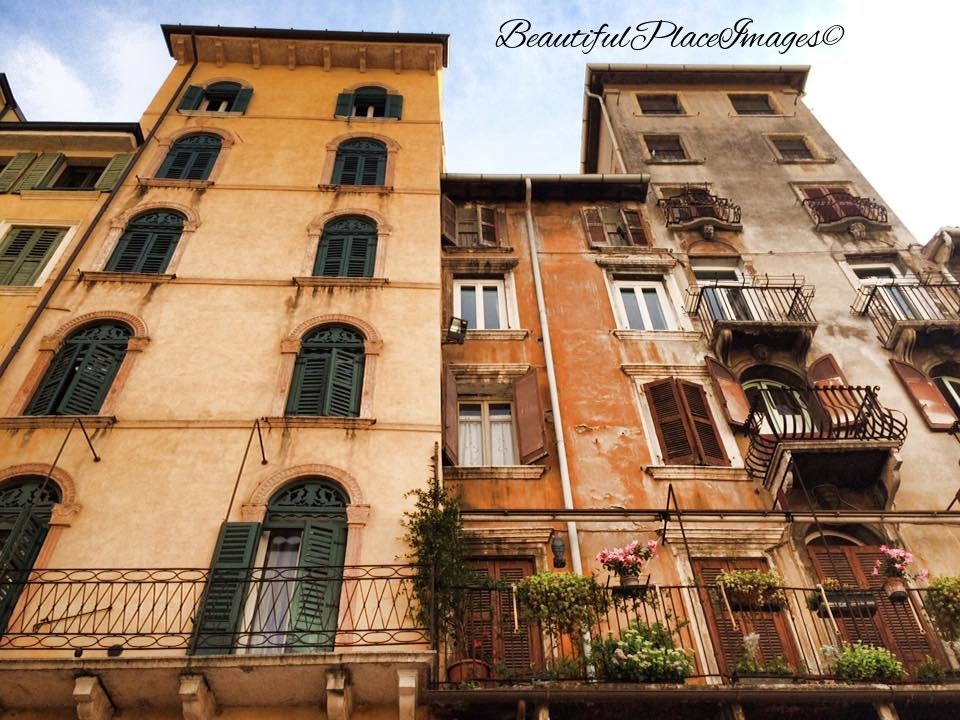 Coloured Houses Verona Italy Photography by BeautifulPlaceImages