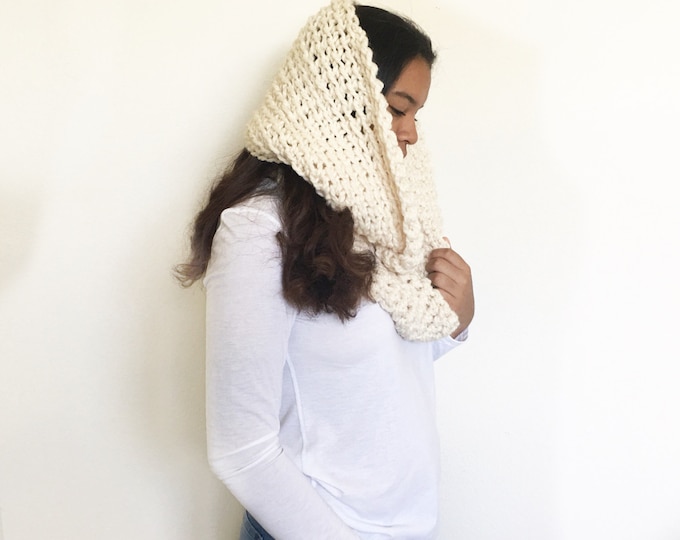 Large Chunky Knit Huge Crochet Cowl Infinity Scarf//THE CUMULUS//in Fisherman