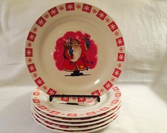 Vintage Christmas Dinner Plates - Set of 6