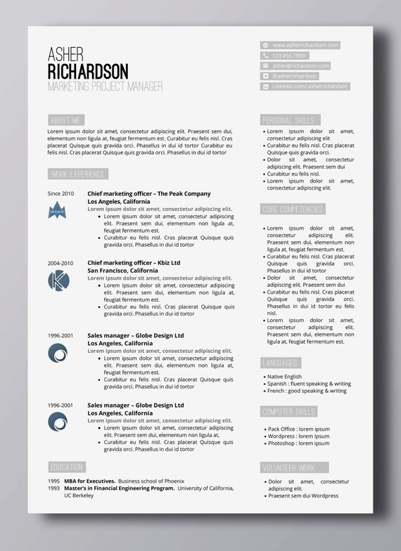 Minimalist resume with logos word