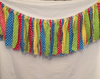 Fabric Garland/Polka Dot Garland/Red Garland/Rag Tie Garland/Party Garland/Photo Shoot Garland/Smash Cake Prop/Custom Fabric Garland