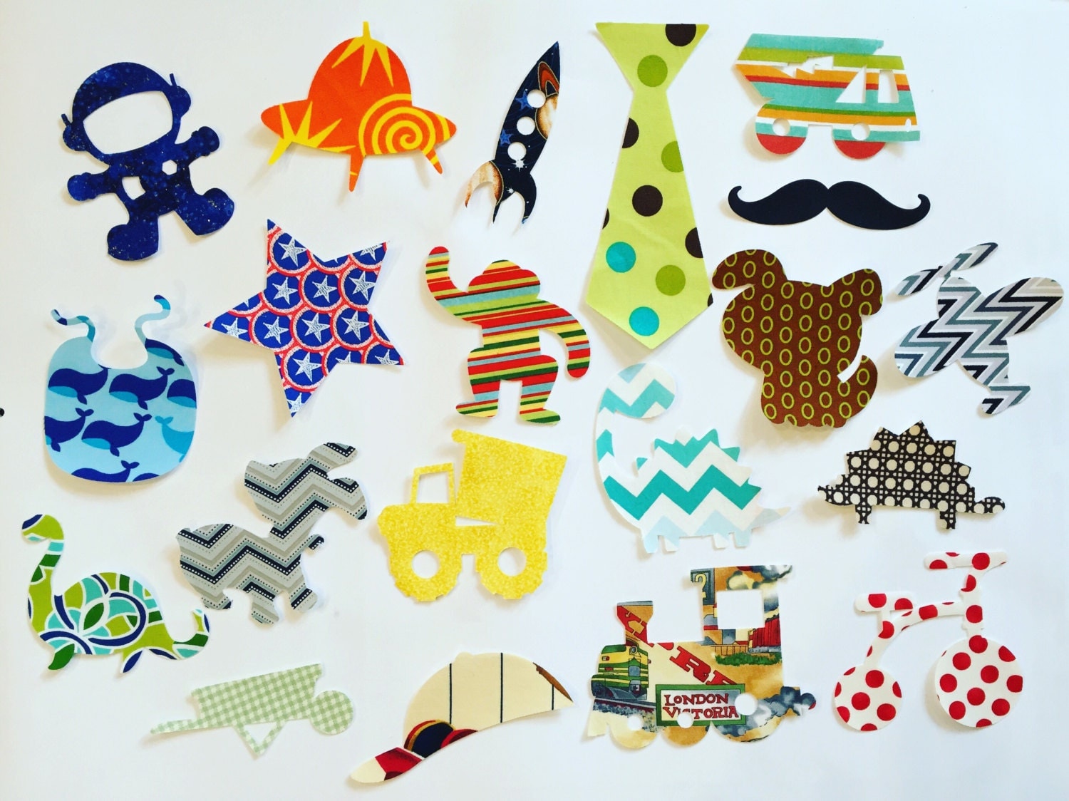 20 baby boy iron on fabric appliques DIY fabric appliques