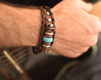 Man Leather Bracelet // Man Bracelet // Male Bracelet // Man Leather Cuff // Leather Wristband // Johnny Depp Bracelet