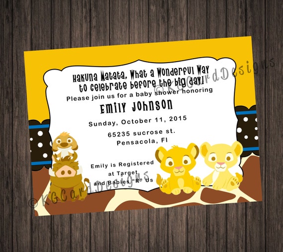 Lion King Baby Shower Invitation