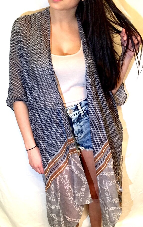 Oversized long Beach coverup Kimono bathing by Up2ournecksinFABric