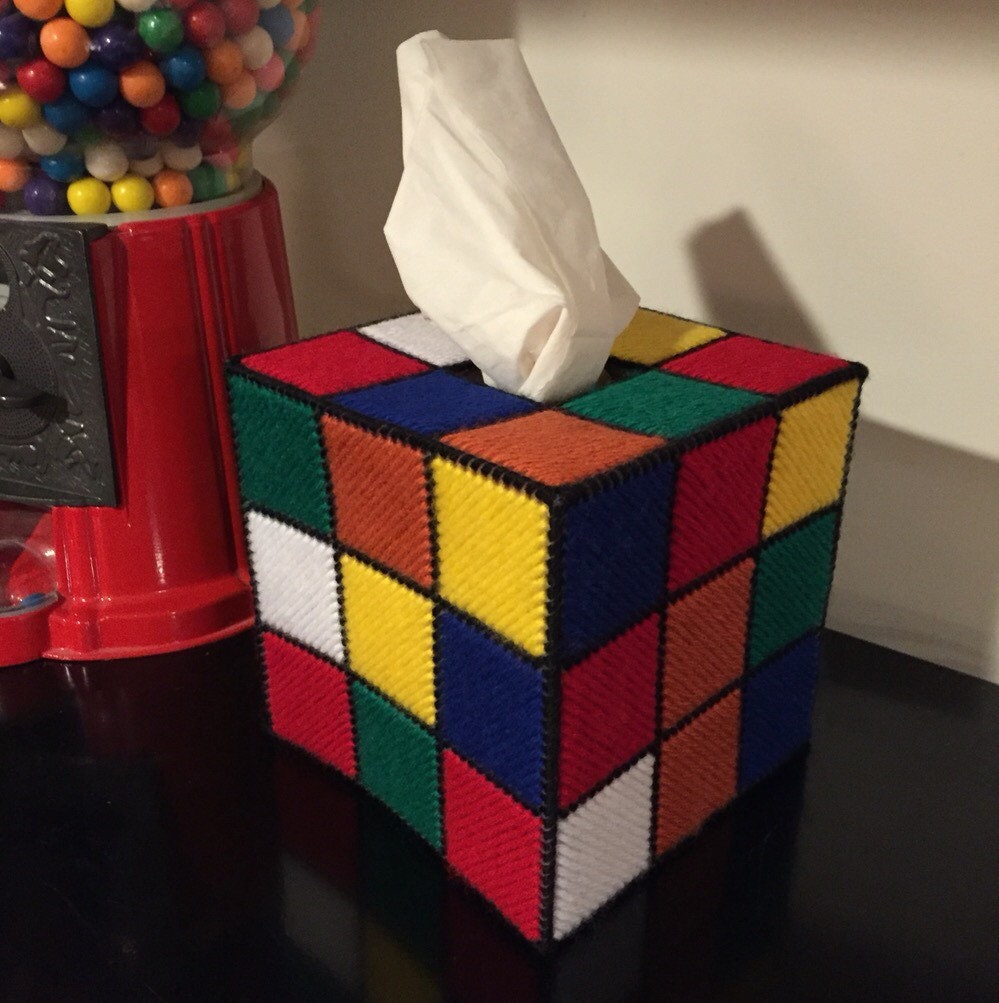 Rubik's Cube Tissue Box Cover by BellyofCookies on Etsy