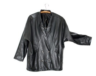 vintage leather jacket / vintage biker jacket / black biker jacket / leather biker jacket / vintage leather coat / boyfriend jacket