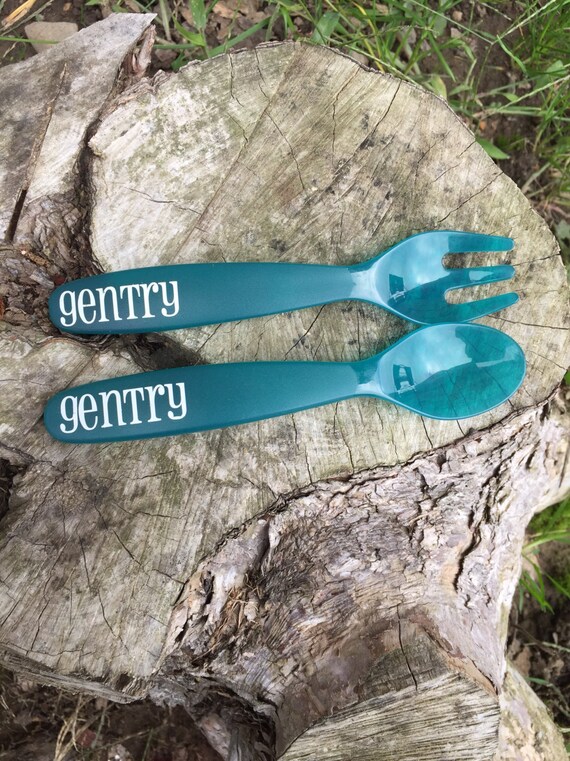 Items similar to Custom personalized fork and spoon set toddler name