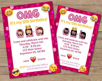Emoji Invitation, Emoji Birthday Invitation, Printable Birthday Invitation