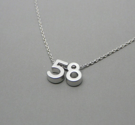 Silver Number necklace Lucky number necklace Number jewelry