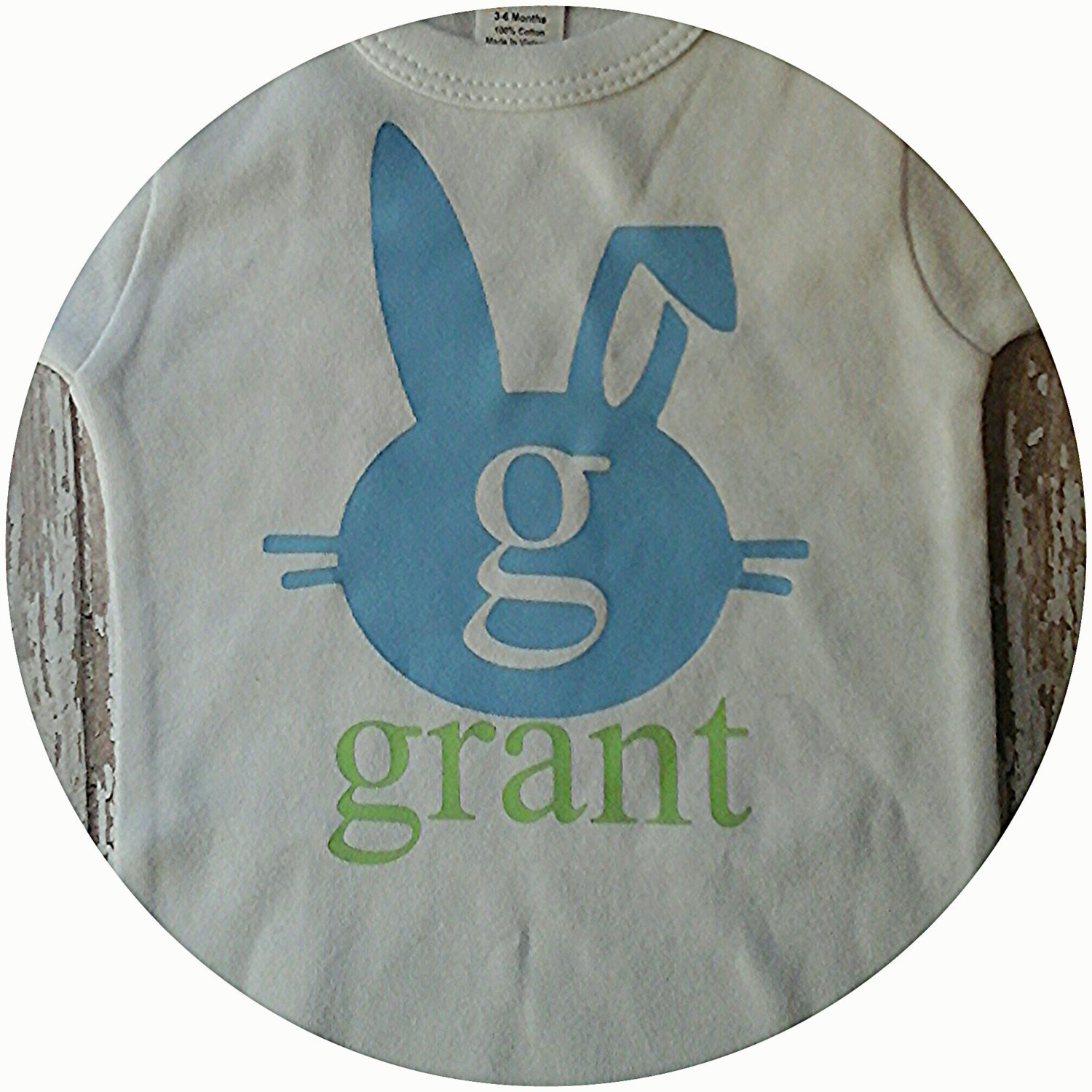 Baby Boy Vinyl Tshirt Easter Bunny Boy with name