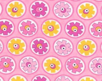 Hubba Hubba Fabric, 1/2 yard, Pink Hubba Hubba Fabric, Me & My Sister Designs, Moda Fabric, Quilting Fabric, Pink Yellow Flowers, 22213-11